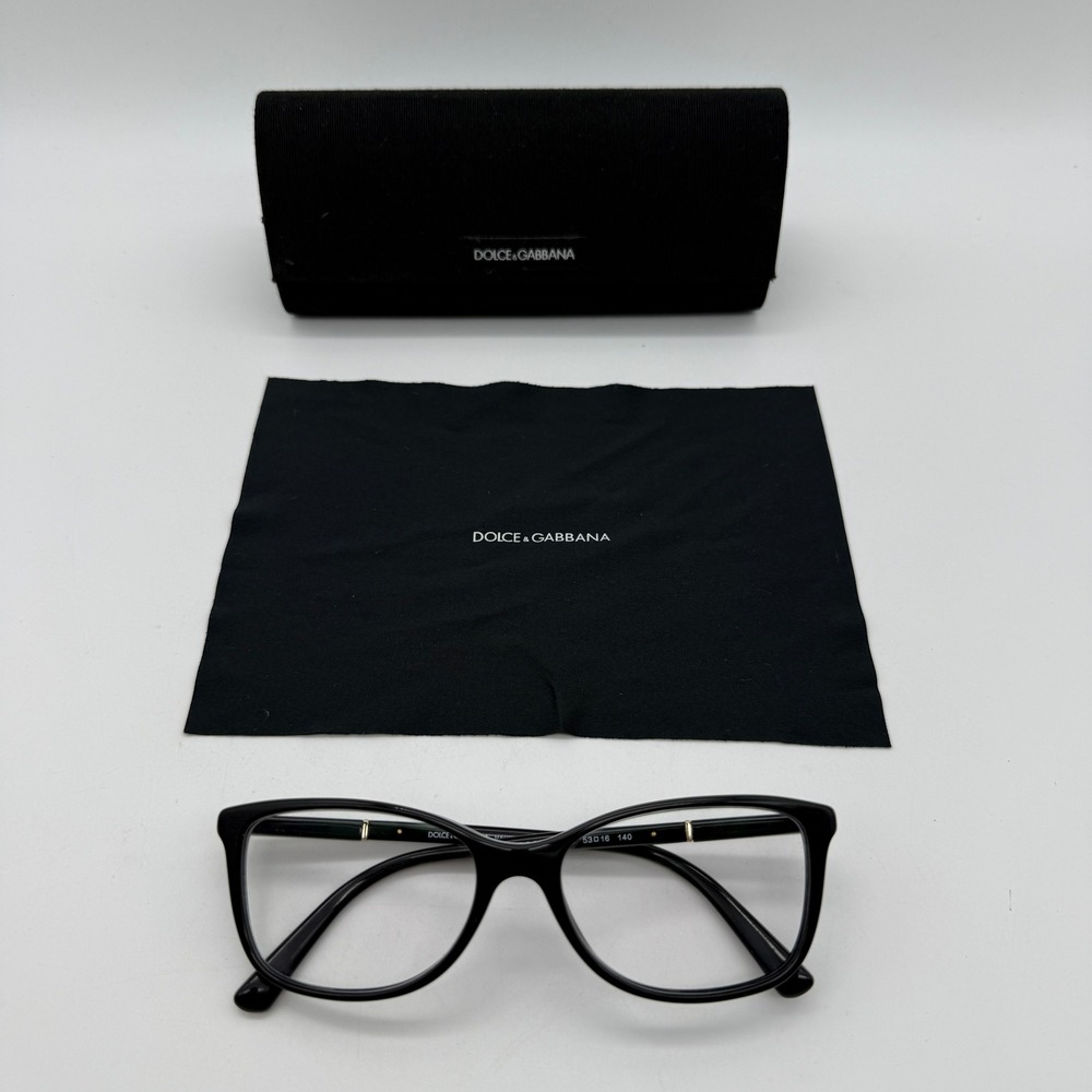 Dolce & Gabbana DG 3219 Eyeglasses Women 53mm Black Cat Eye Frames Italy